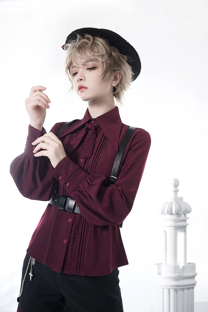 Ouji Fashion Lolita Lolita  Style Vintage British Prince Shirt Elegant   Multi-color Long sleeve Blouse