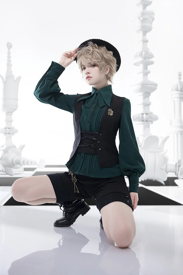 Ouji Fashion Lolita Lolita  Style Vintage British Prince Shirt Elegant   Multi-color Long sleeve Blouse