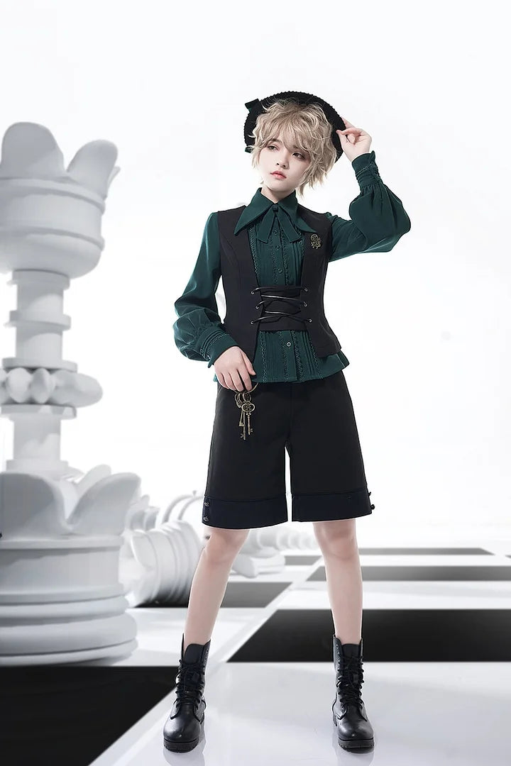 Ouji Fashion Lolita Lolita  Style Vintage British Prince Shirt Elegant   Multi-color Long sleeve Blouse