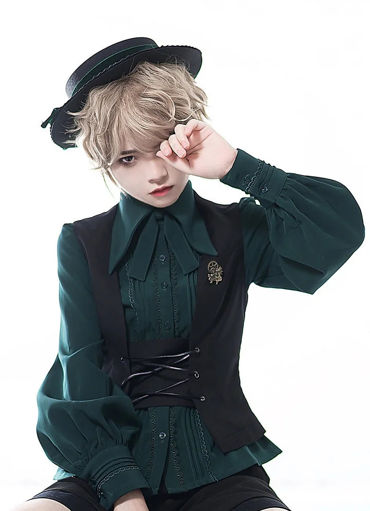 Ouji Fashion Lolita Lolita  Style Vintage British Prince Shirt Elegant   Multi-color Long sleeve Blouse