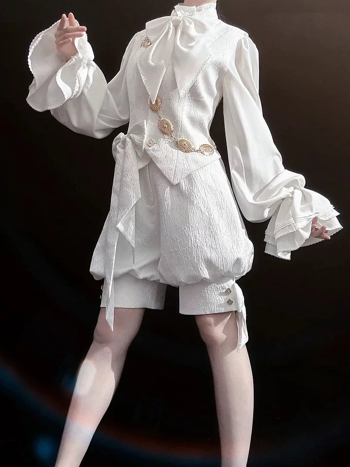 Ouji Fashion LolitaWhite Moonlight Vintage Cute Cool Elegant Lolita Vest Prince Style