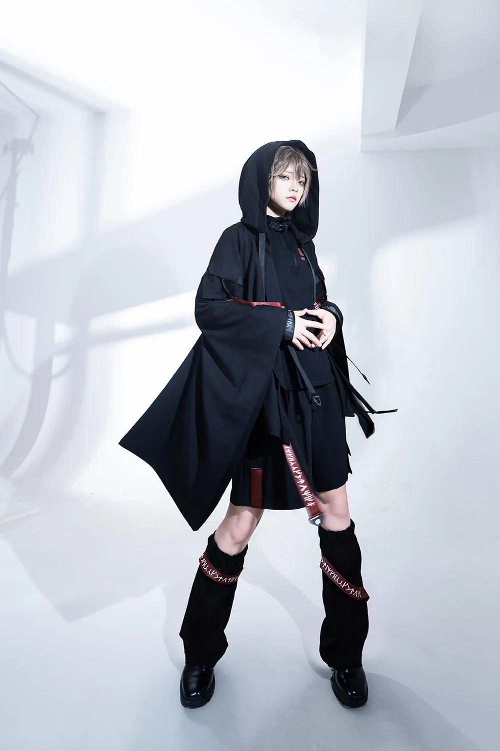 [Pre]Ouji Fashion Minimalist Edgy Black Set Cool Handsome Tooling Subculture Shorts