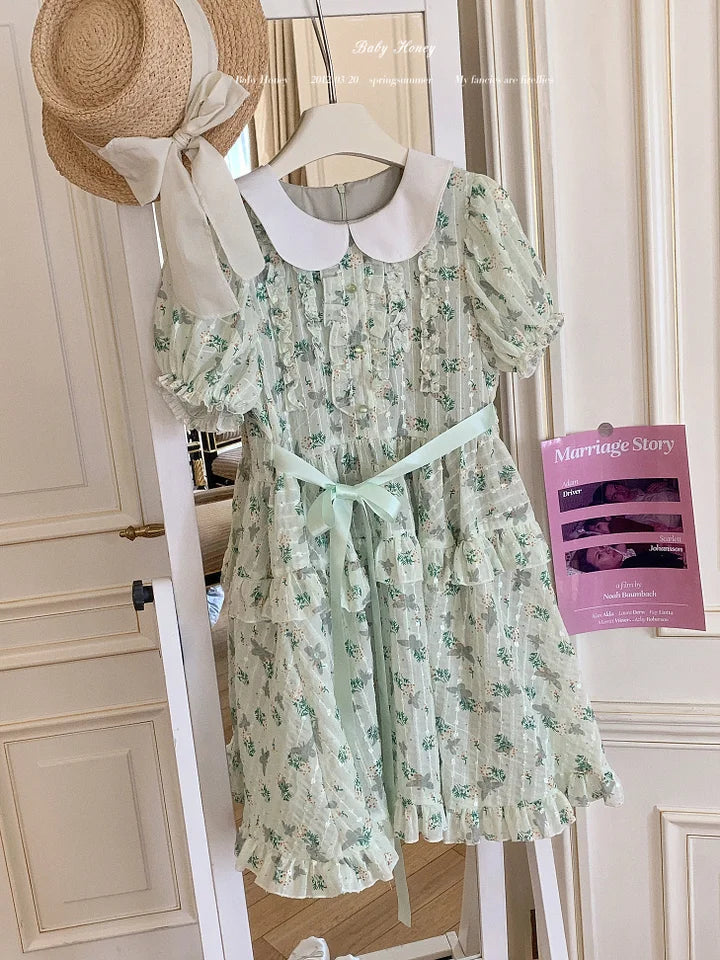 Pale Green Floral Sweet Dress Idyllic Lolita Dress