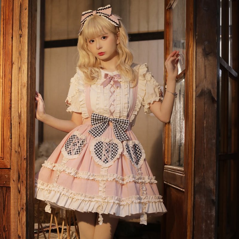 Pink Sweet Kawaii Lolita Summer SK and Blouse