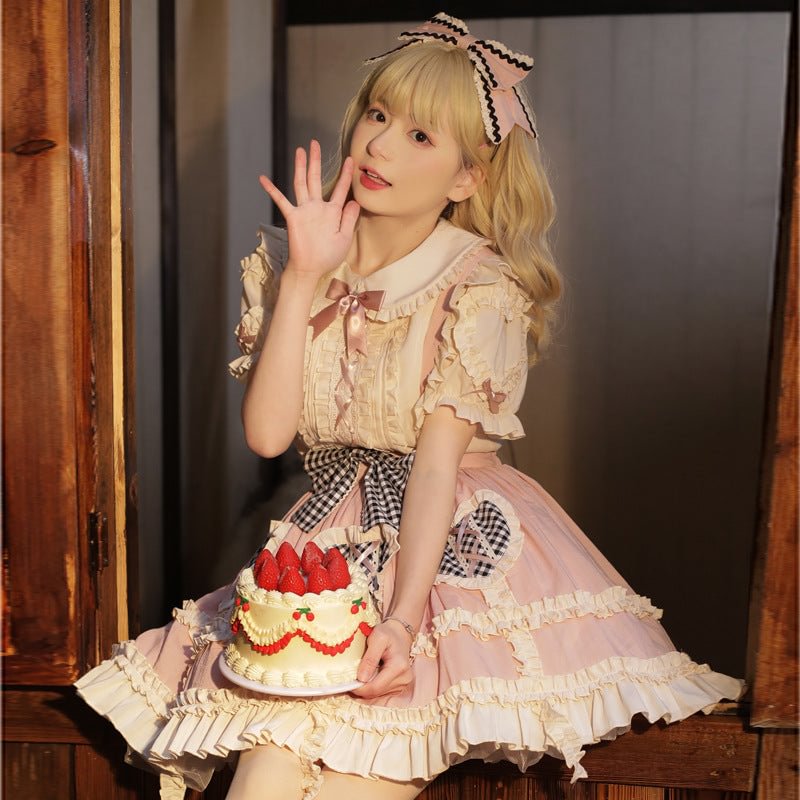 Pink Sweet Kawaii Lolita Summer SK and Blouse
