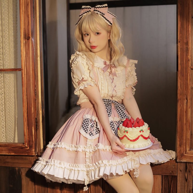 Pink Sweet Kawaii Lolita Summer SK and Blouse
