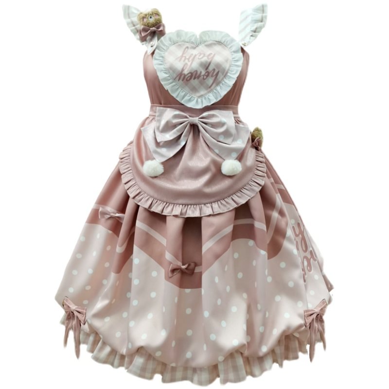 Pink Sweet and Cute Lolita Princess Dress Polka Dot Bud Dress Lolita