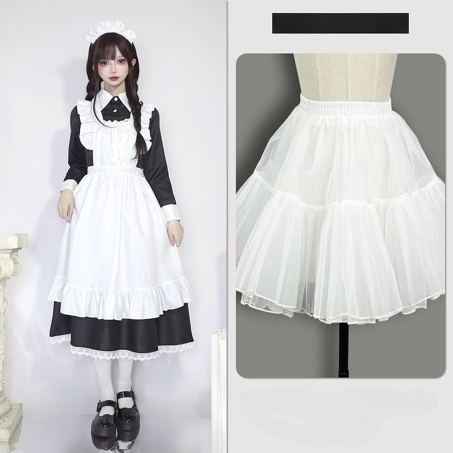 Plus Size Maid Dress Japanese Manservant Long-sleeved One Piece Dress 4XL Lolita Dress 5XL