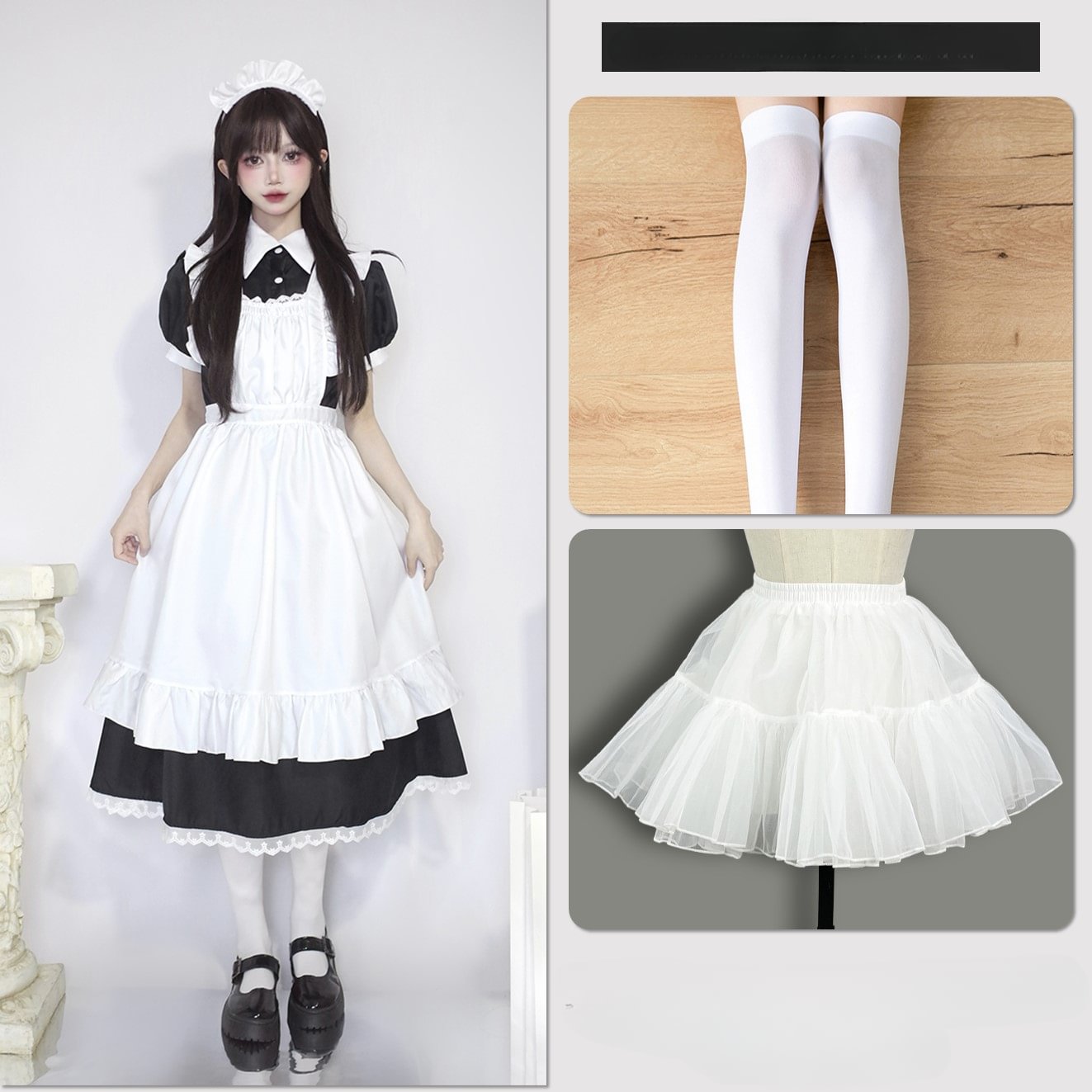 Plus Size Maid Dress Japanese Manservant Long-sleeved One Piece Dress 4XL Lolita Dress 5XL