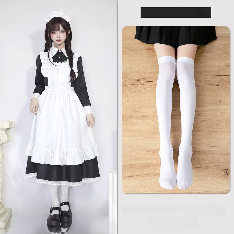 Plus Size Maid Dress Japanese Manservant Long-sleeved One Piece Dress 4XL Lolita Dress 5XL