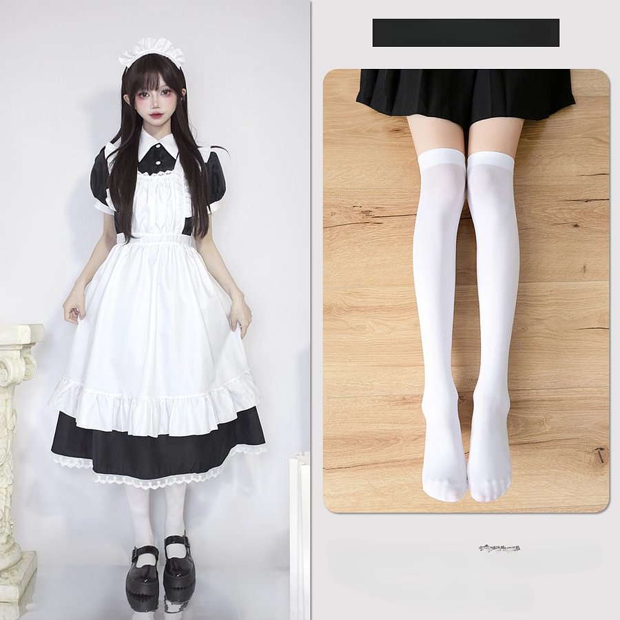 Plus Size Maid Dress Japanese Manservant Long-sleeved One Piece Dress 4XL Lolita Dress 5XL