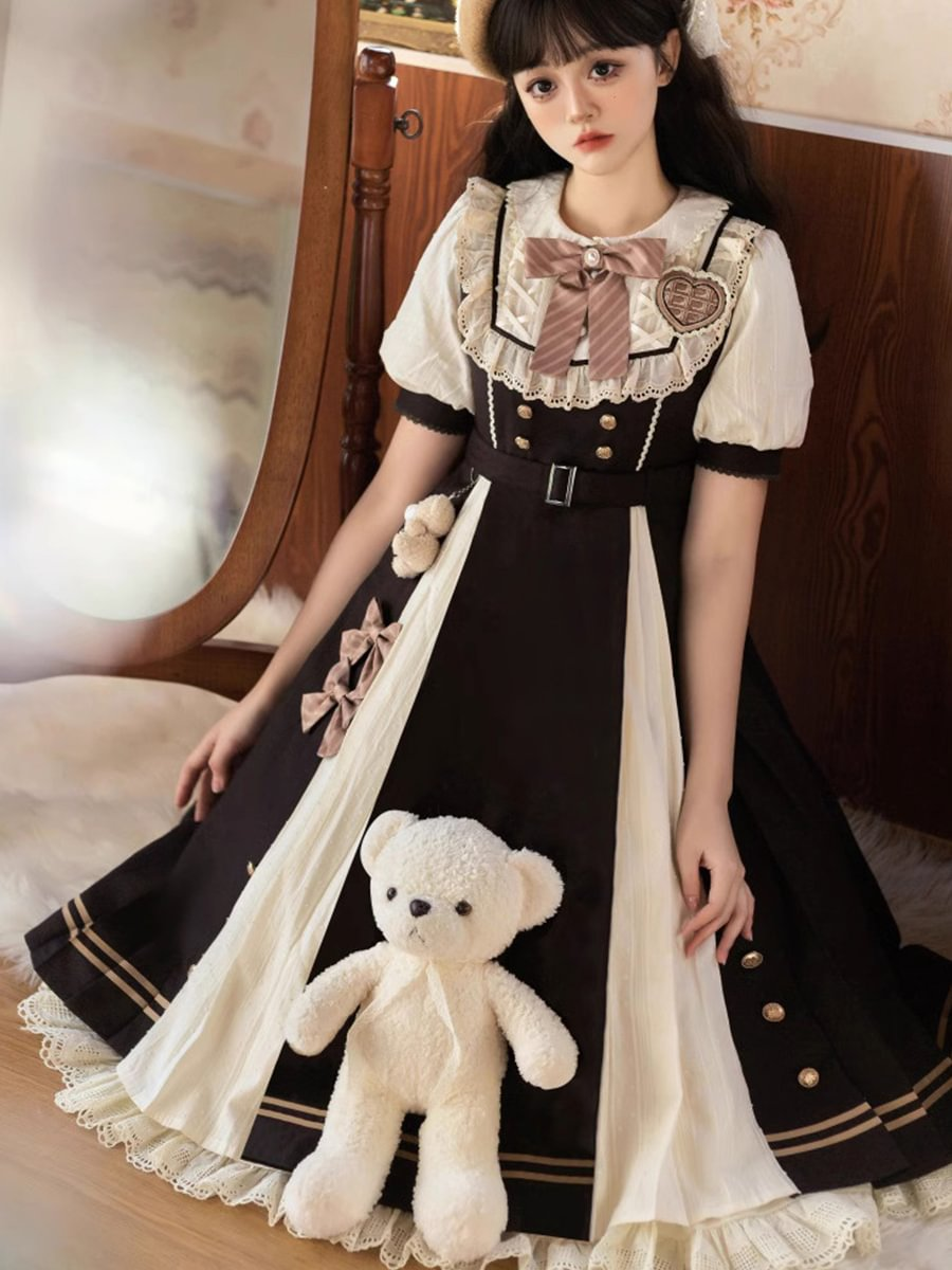 Plus Size Short Sleeve Long Dress Classic Vintage Lolita Dress One Piece Dress 4XL Lolita Dress