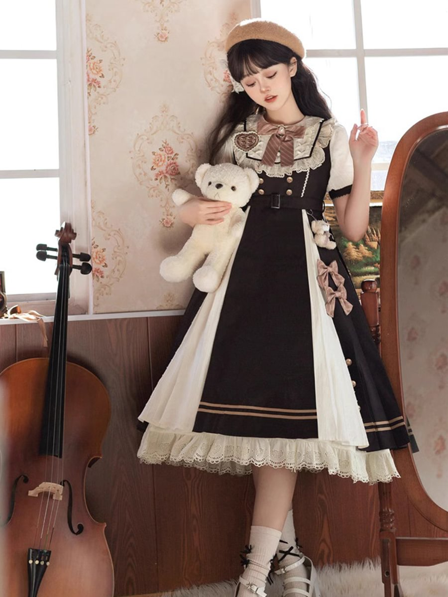 Plus Size Short Sleeve Long Dress Classic Vintage Lolita Dress One Piece Dress 4XL Lolita Dress