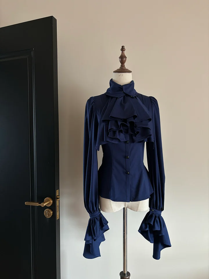 [Pre] Goth Lolita Elegant Lolita Gothic Long-sleeved Ruffle Shirt Top Blouse