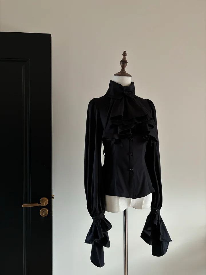[Pre] Goth Lolita Elegant Lolita Gothic Long-sleeved Ruffle Shirt Top Blouse