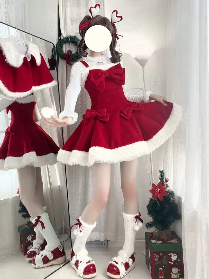 [Pre] Sweet Bow Woolen Cloak Dress Lolita Dress in Winter JSK Daily Wear