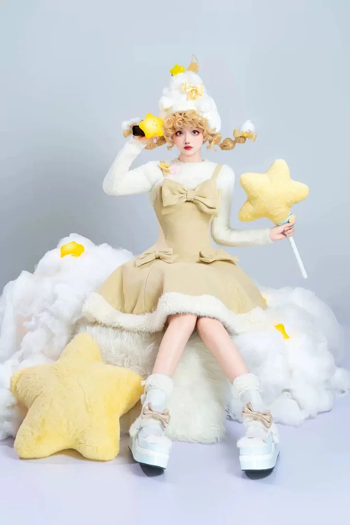 [Pre] Sweet Bow Woolen Cloak Dress Lolita Dress in Winter JSK Daily Wear