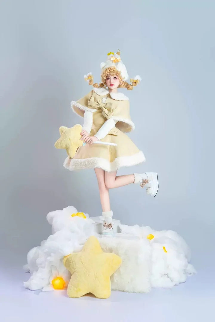 [Pre] Sweet Bow Woolen Cloak Dress Lolita Dress in Winter JSK Daily Wear