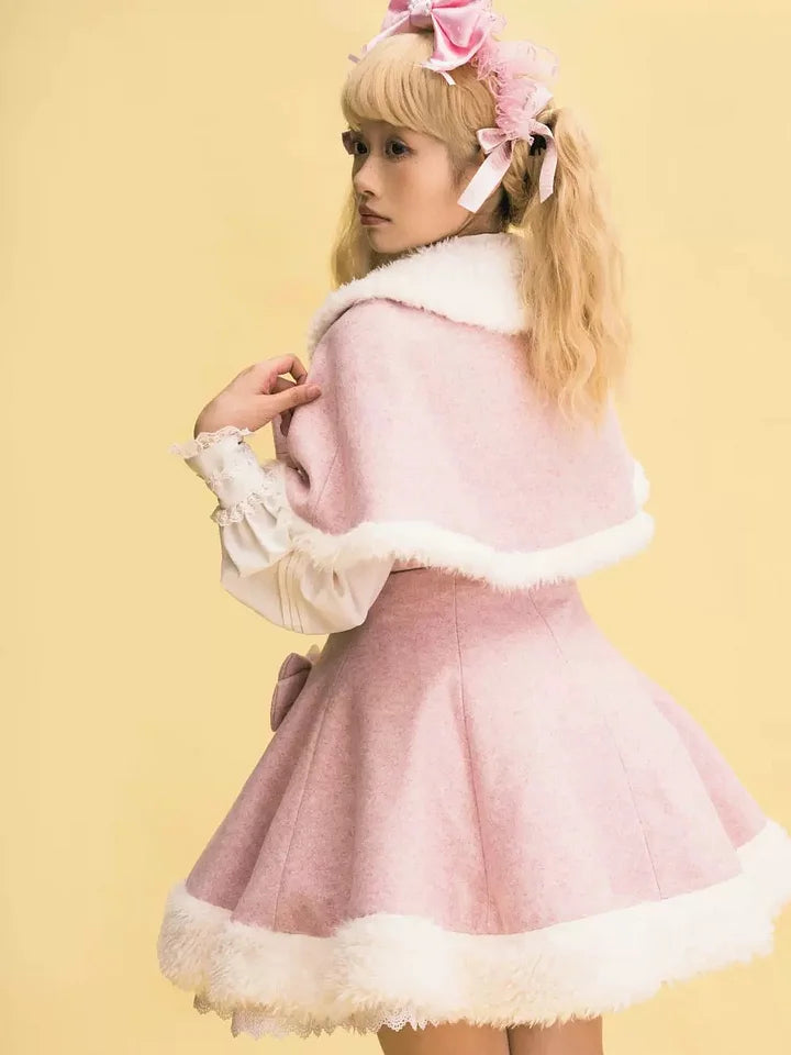 [Pre] Sweet Bow Woolen Cloak Dress Lolita Dress in Winter JSK Daily Wear