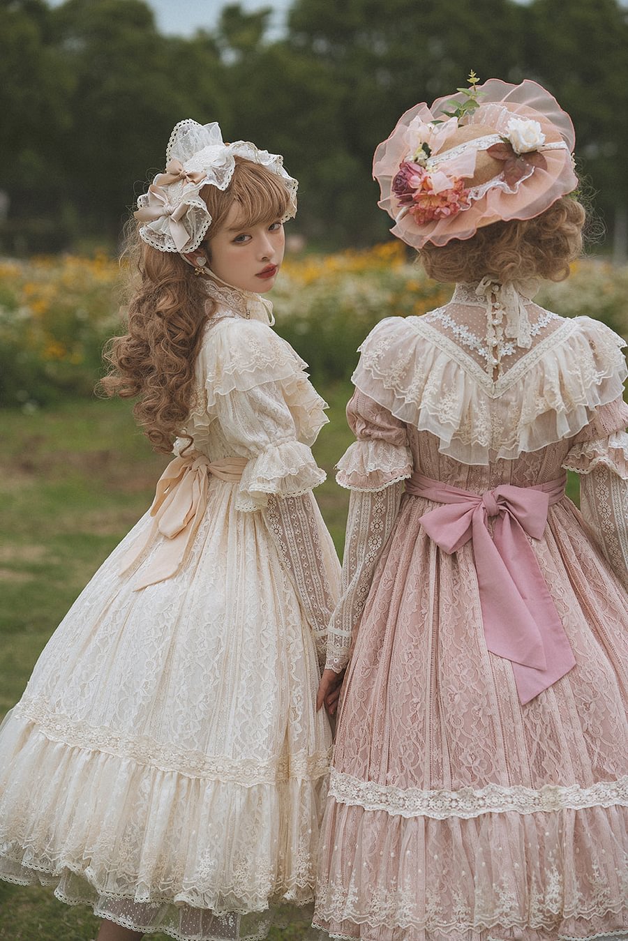 [Pre] Hime Lolita Rose Lace Pure Color Lolita OP Elegant Long Dress
