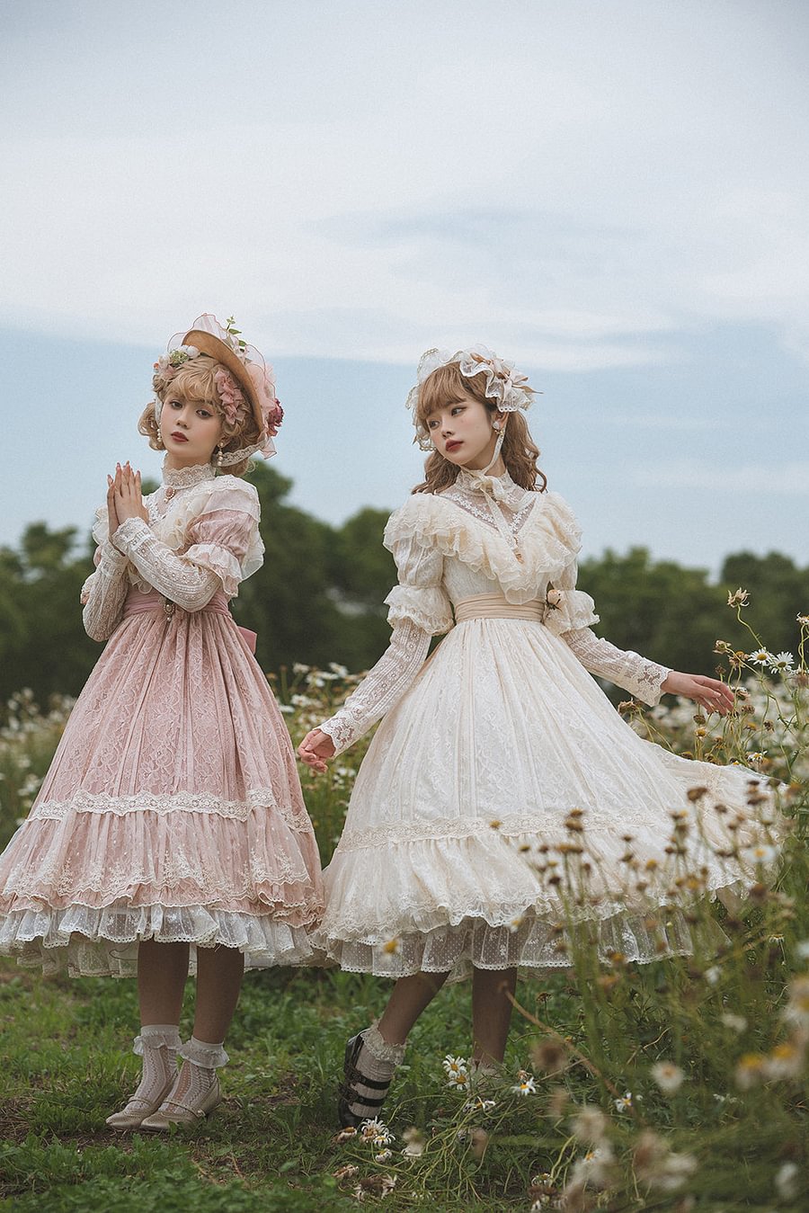 [Pre] Hime Lolita Rose Lace Pure Color Lolita OP Elegant Long Dress
