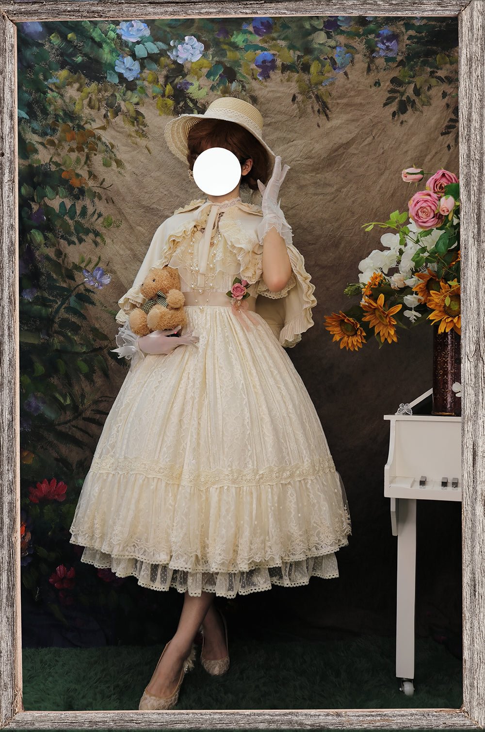 [Pre] Hime Lolita Rose Lace Pure Color Lolita OP Elegant Long Dress