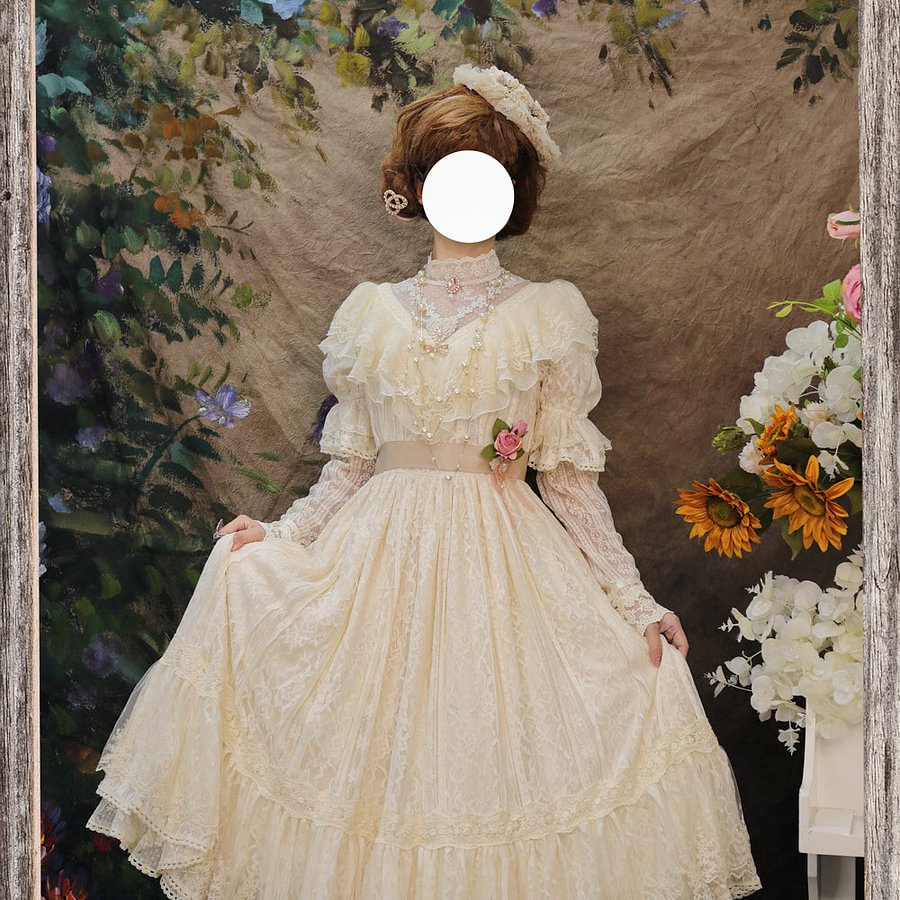 [Pre] Hime Lolita Rose Lace Pure Color Lolita OP Elegant Long Dress