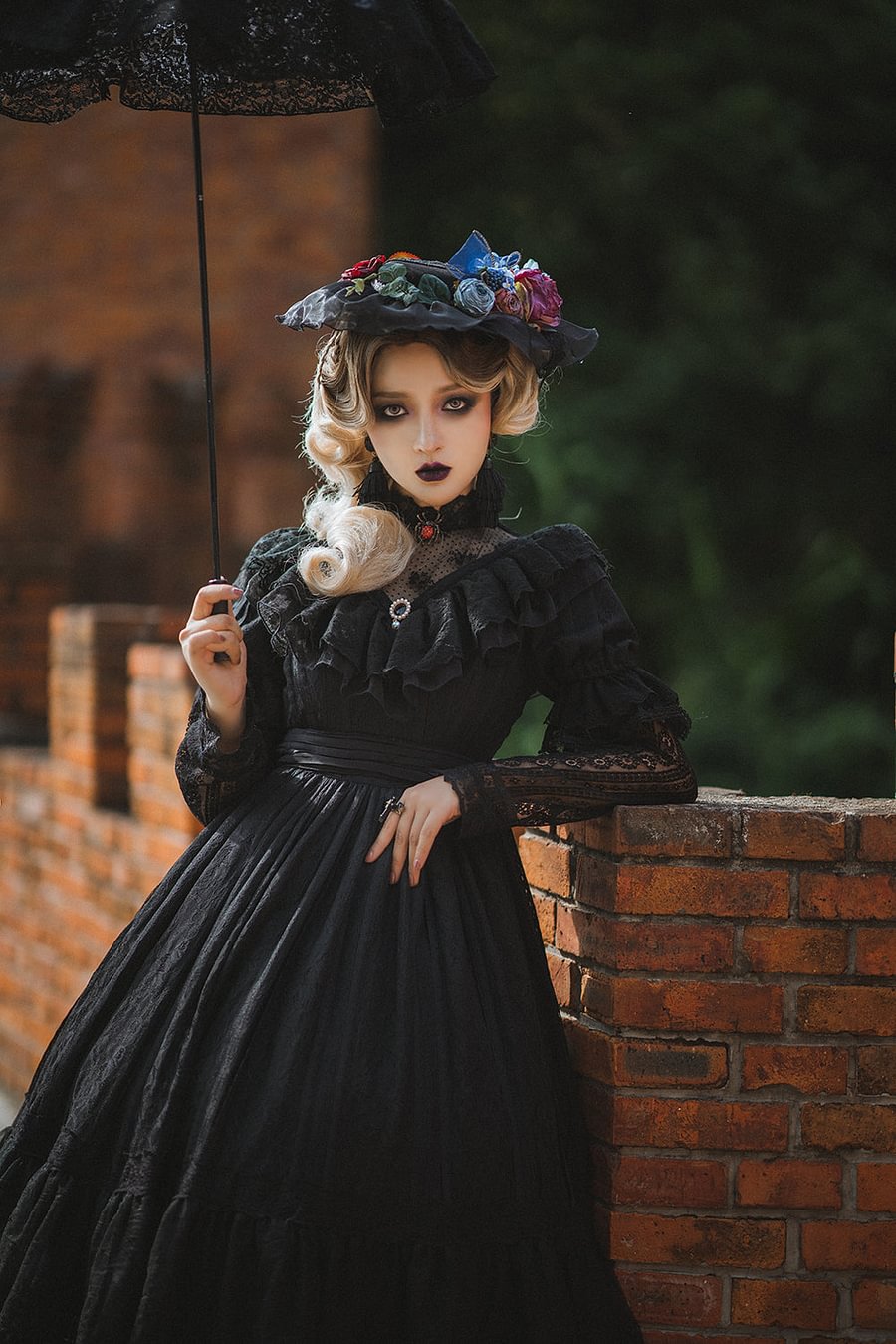 [Pre] Hime Lolita Rose Lace Pure Color Lolita OP Elegant Long Dress
