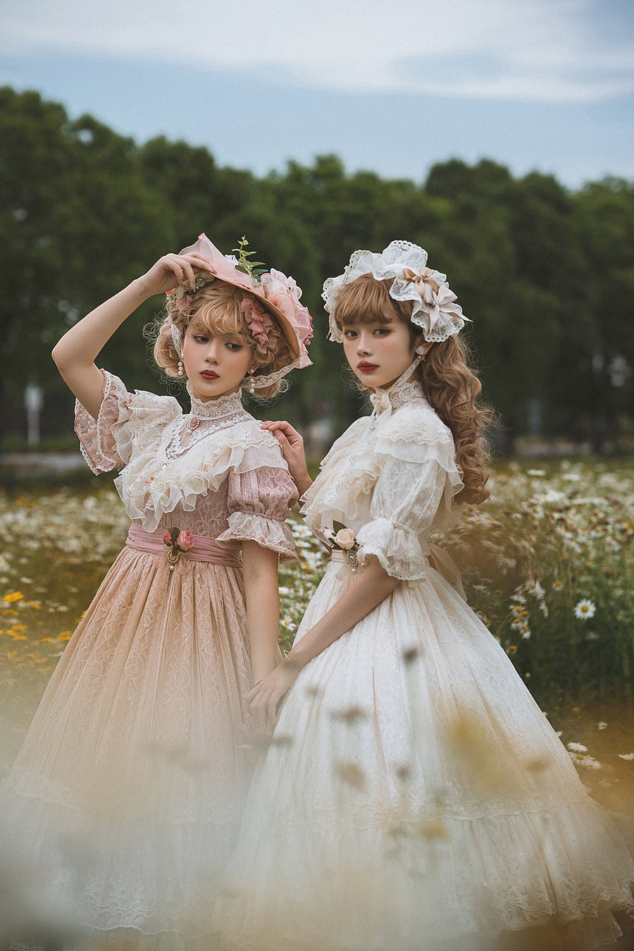 [Pre] Hime Lolita Rose Lace Pure Color Lolita OP Elegant Long Dress