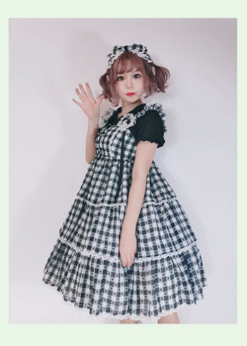 [Pre] Plus Size Sweet Lolita Jumper Dress Plaid Sweet JSK Cute Red Blue Green Black Dress Casual 4XL Lolita Dress Jumper Skirt