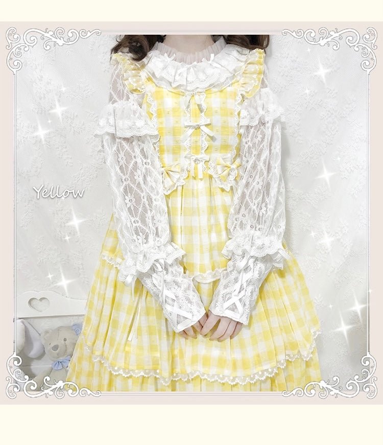 [Pre] Plus Size Sweet Lolita Jumper Dress Plaid Sweet JSK Cute Red Blue Green Black Dress Casual 4XL Lolita Dress Jumper Skirt