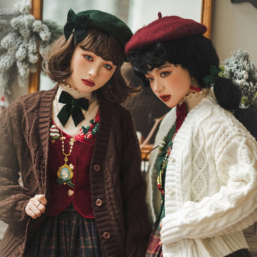 [Pre]Christmas Preppy Style Velvet Classic Lolita Skirt Vest Set Dress