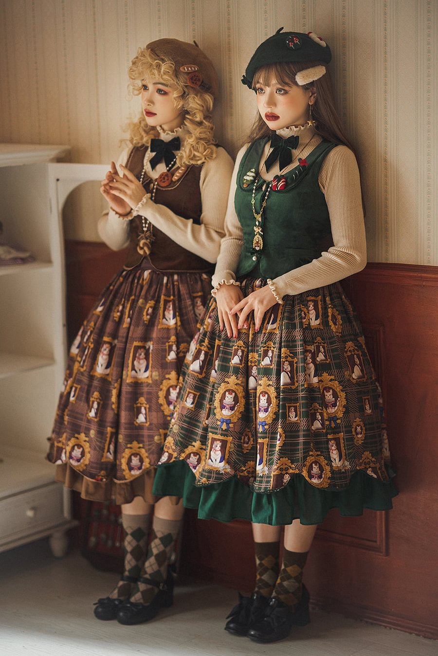 [Pre]Christmas Preppy Style Velvet Classic Lolita Skirt Vest Set Dress