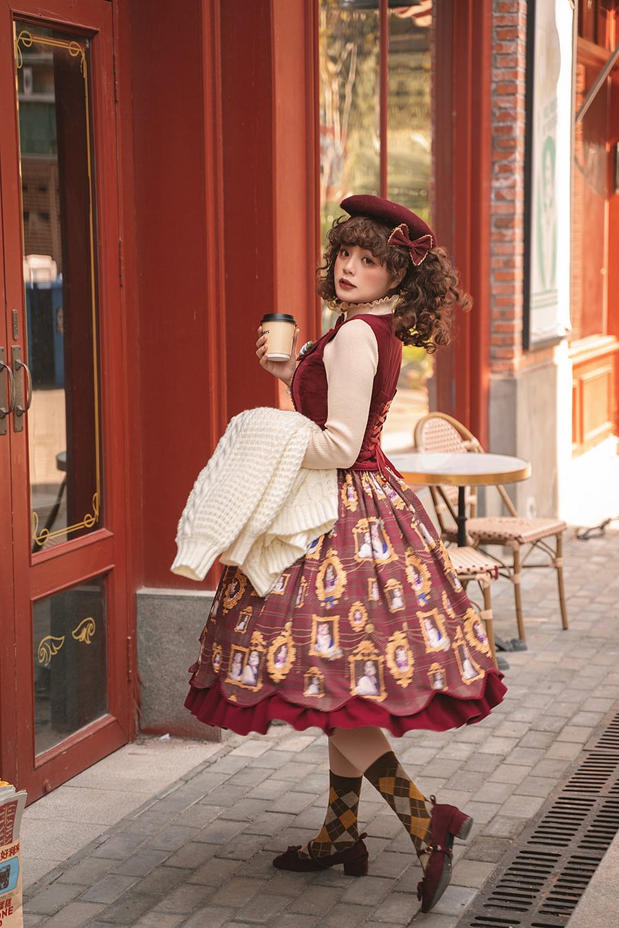[Pre]Christmas Preppy Style Velvet Classic Lolita Skirt Vest Set Dress