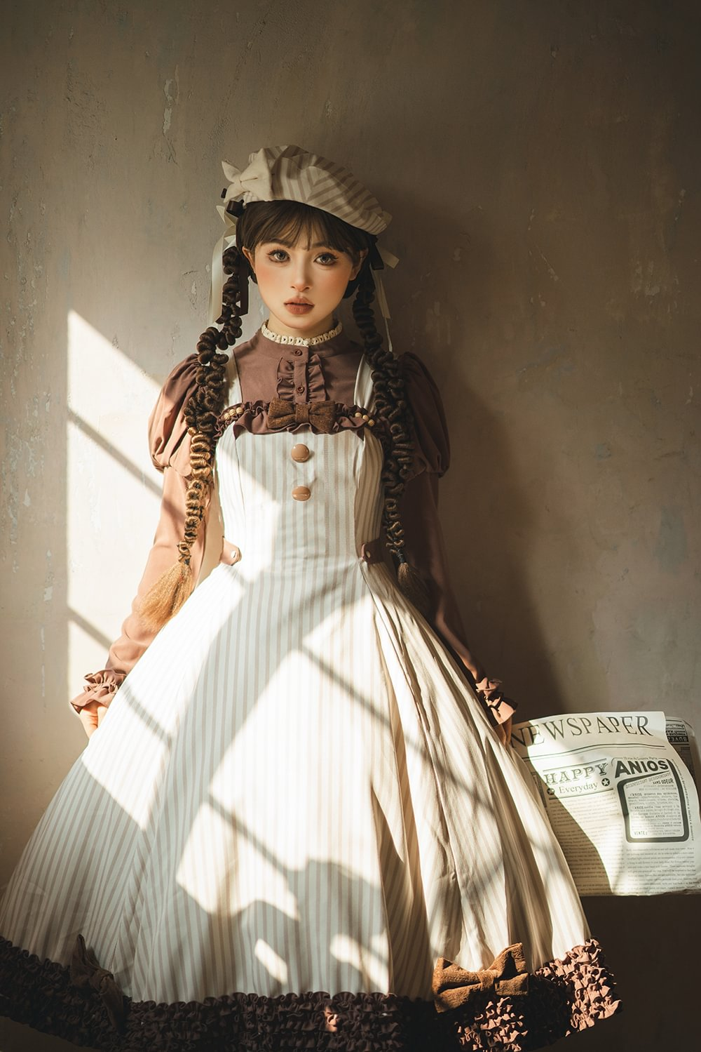 [Pre]Classic Lolita Sweet Beige Dress Earth-Tone Lolita Fashion Daily Autumn Suspender Dress