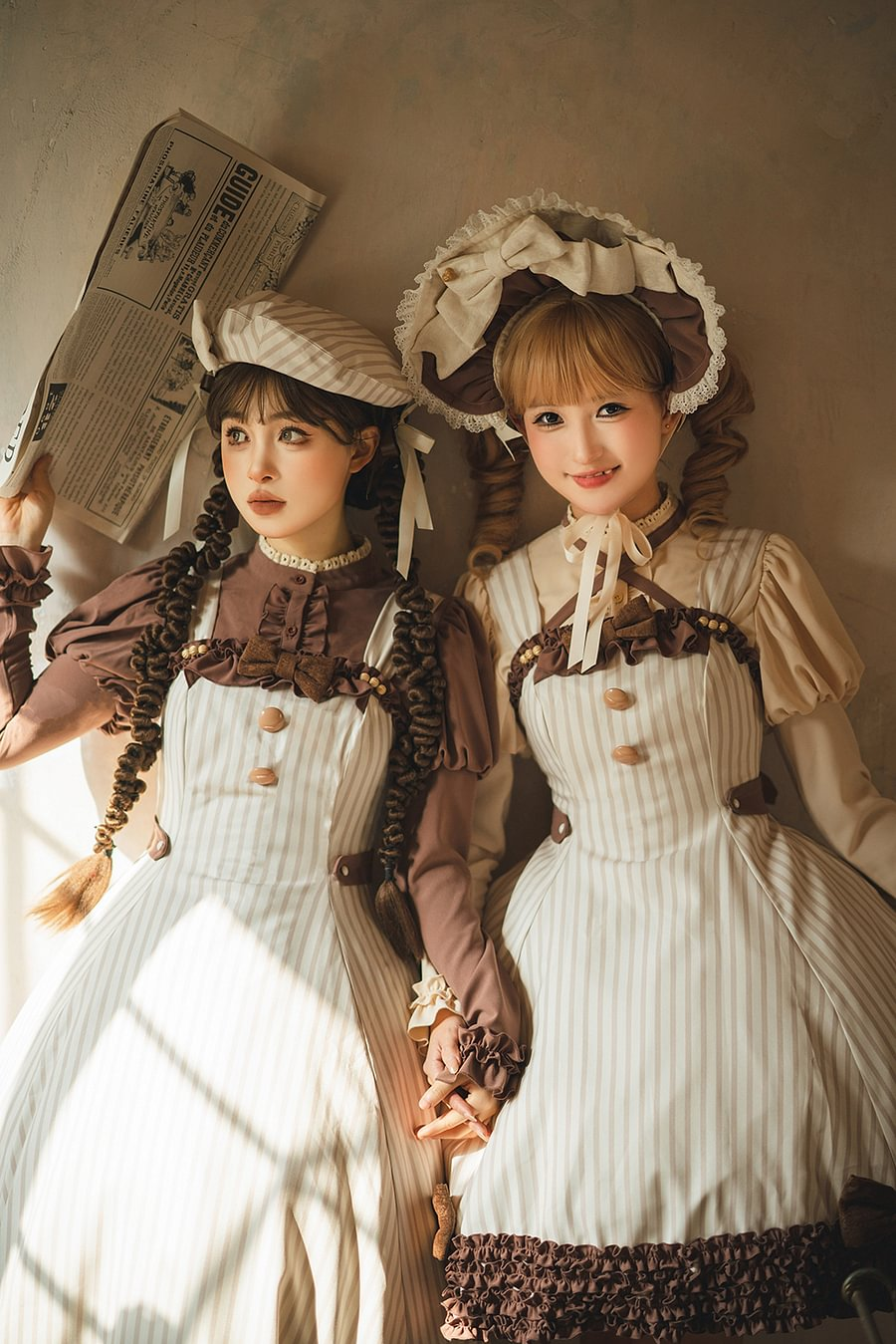 [Pre]Classic Lolita Sweet Beige Dress Earth-Tone Lolita Fashion Daily Autumn Suspender Dress