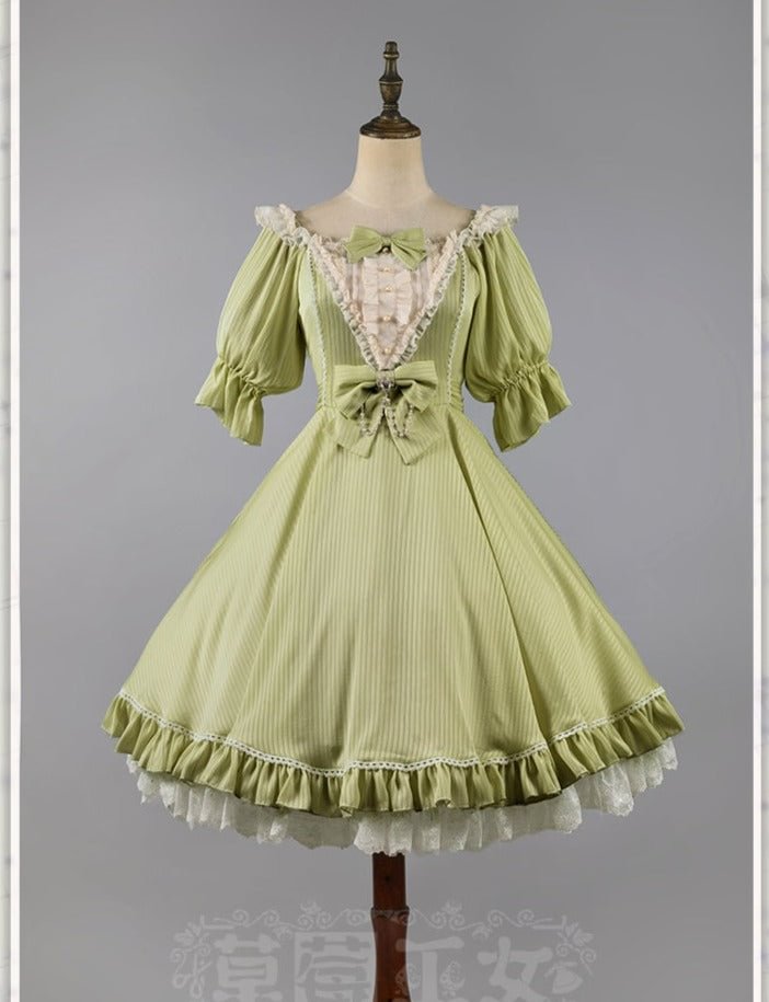 [Pre]Sweet Classic Silver Foil Printing Lolita OP Dress 4Xl Lolita Dress Plus Size One Piece Dress