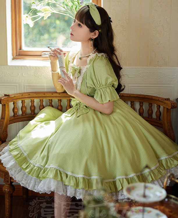 [Pre]Sweet Classic Silver Foil Printing Lolita OP Dress 4Xl Lolita Dress Plus Size One Piece Dress