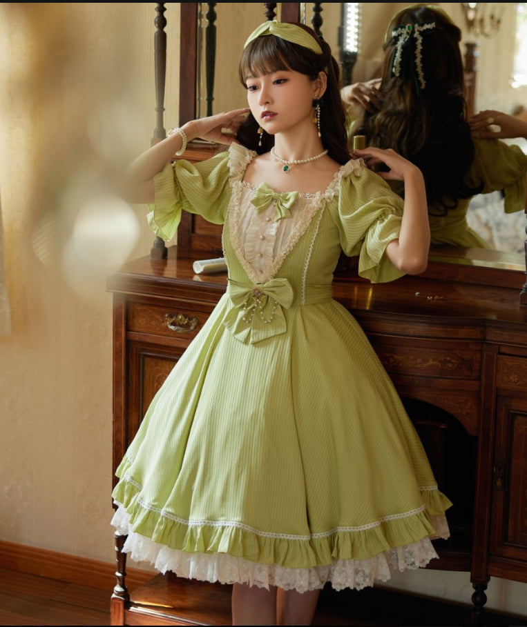 [Pre]Sweet Classic Silver Foil Printing Lolita OP Dress 4Xl Lolita Dress Plus Size One Piece Dress