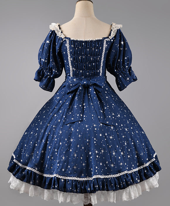[Pre]Sweet Classic Silver Foil Printing Lolita OP Dress 4Xl Lolita Dress Plus Size One Piece Dress