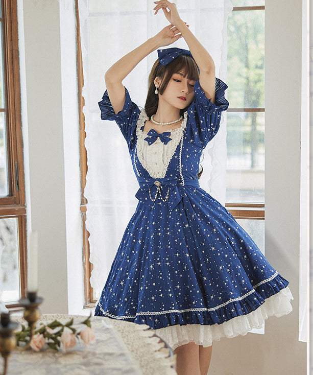 [Pre]Sweet Classic Silver Foil Printing Lolita OP Dress 4Xl Lolita Dress Plus Size One Piece Dress