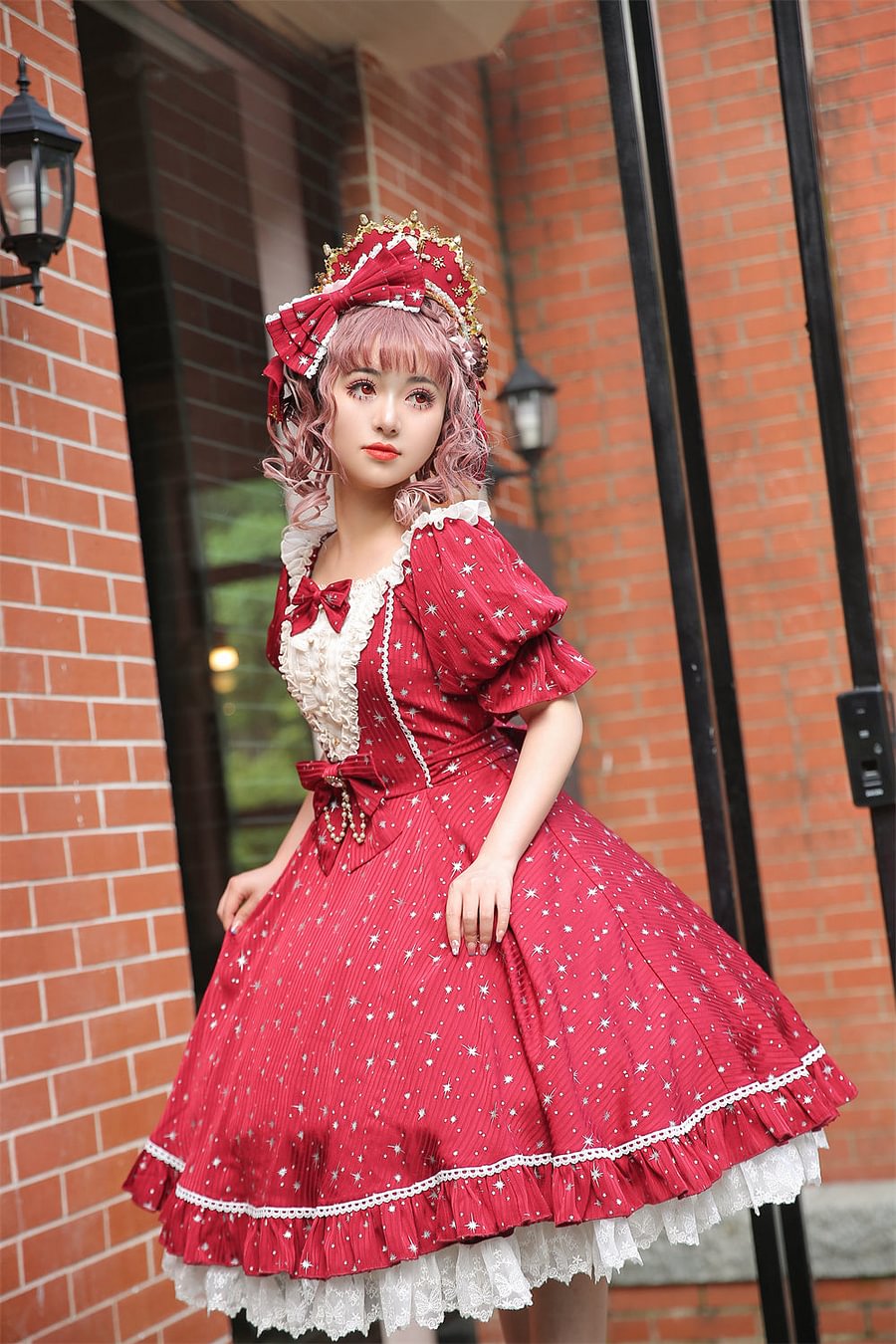 [Pre]Sweet Classic Silver Foil Printing Lolita OP Dress 4Xl Lolita Dress Plus Size One Piece Dress