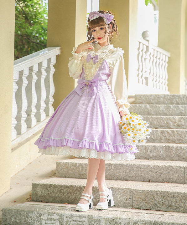 [Pre]Sweet Classic Silver Foil Printing Lolita OP Dress 4Xl Lolita Dress Plus Size One Piece Dress