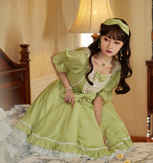 [Pre]Sweet Classic Silver Foil Printing Lolita OP Dress 4Xl Lolita Dress Plus Size One Piece Dress