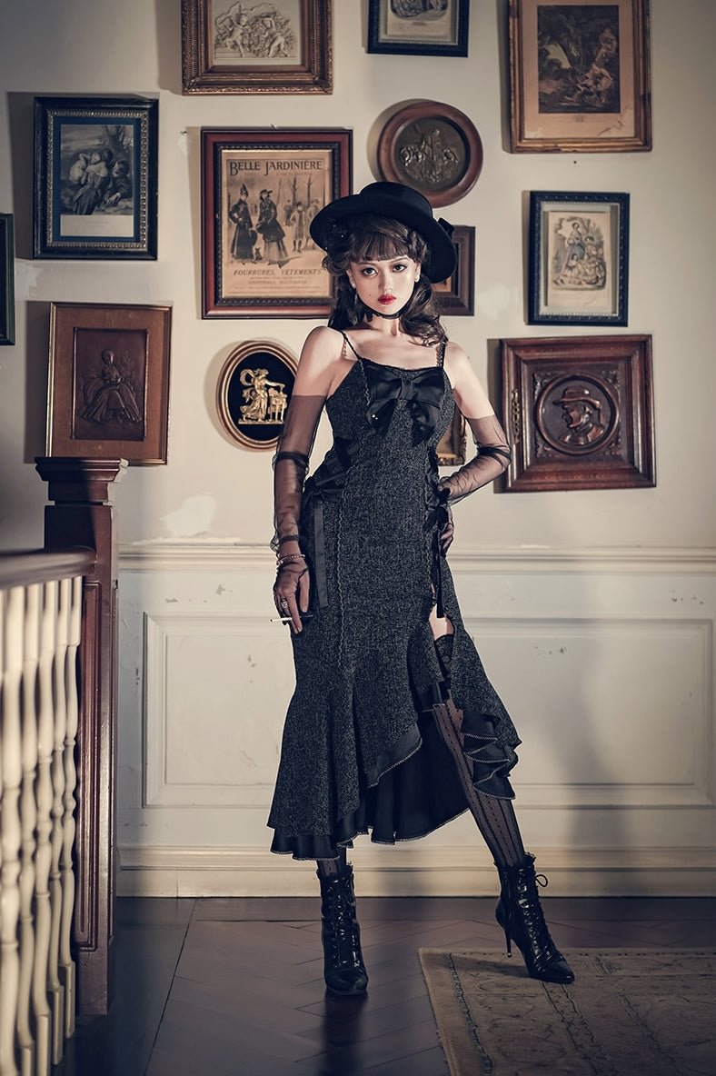Prom Goth Dresses JSK Simple Classic Light Lolita Fishtail Dress Lace Long