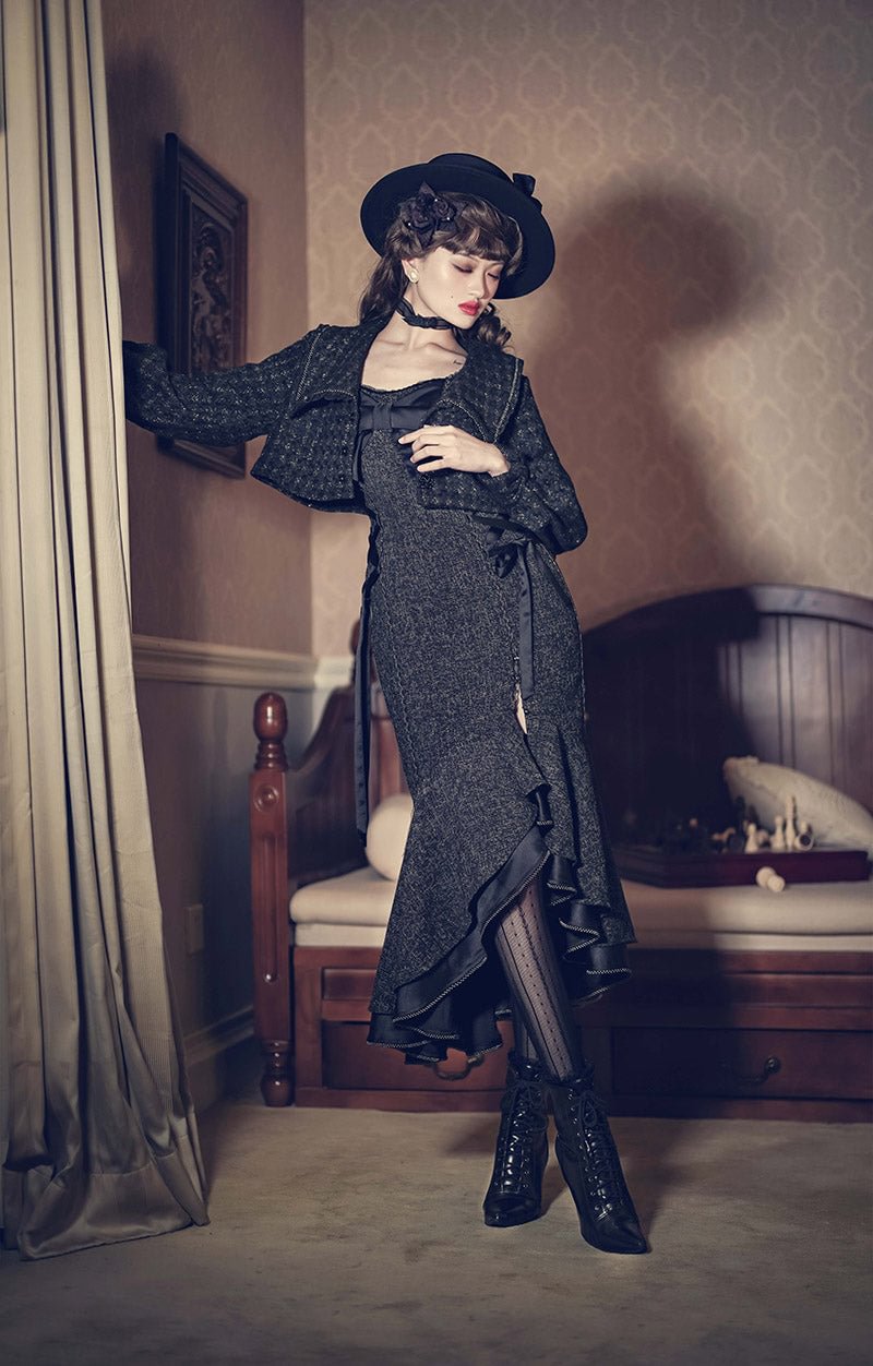 Prom Goth Dresses JSK Simple Classic Light Lolita Fishtail Dress Lace Long