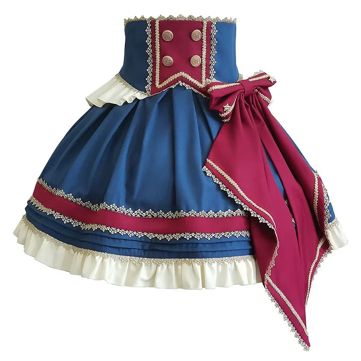 Punk Lolita Circus Color Lolita Set Magician Red Blue Cute Halloween Costume Skirt Blouse