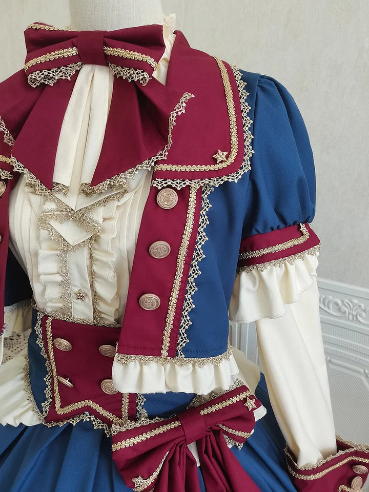 Punk Lolita Circus Color Lolita Set Magician Red Blue Cute Halloween Costume Skirt Blouse