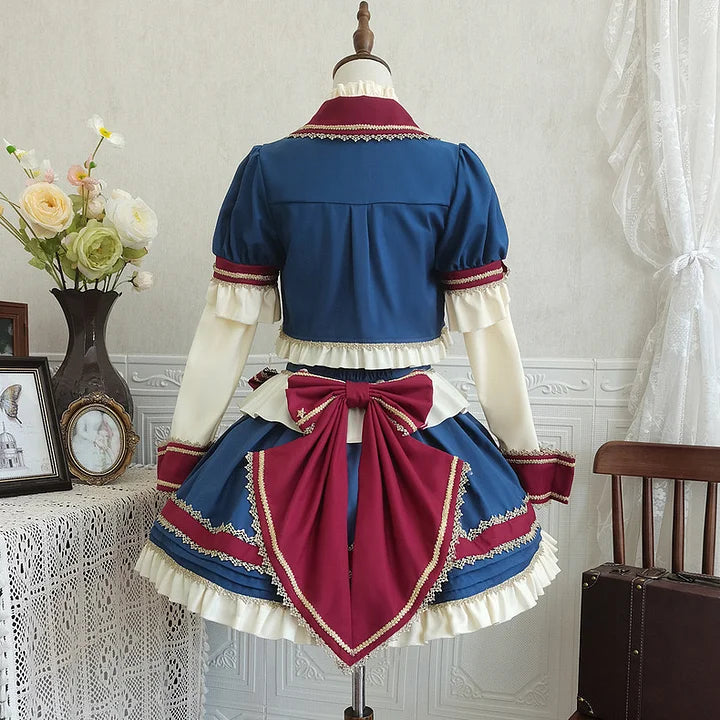 Punk Lolita Circus Color Lolita Set Magician Red Blue Cute Halloween Costume Skirt Blouse