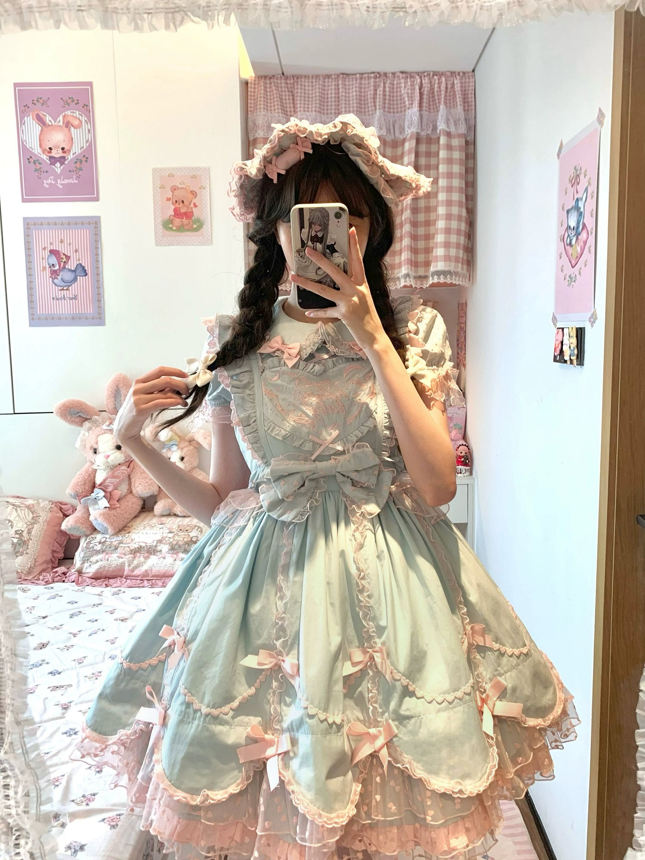 Purple Short Sleeve Bow Lace Dress Princess Dress Lolita